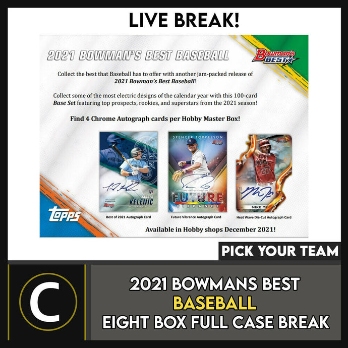 2021 BOWMANS BEST BASEBALL 8 BOX (FULL CASE) BREAK #A1381 - PICK YOUR TEAM