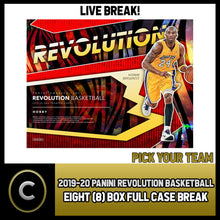 Load image into Gallery viewer, 2019-20 PANINI REVOLUTION 8 BOX (FULL CASE) BREAK #B535 - PICK YOUR TEAM