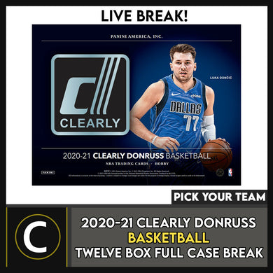 2020-21 CLEARLY DONRUSS BASKETBALL 12 BOX CASE BREAK #B650 - PICK YOUR TEAM