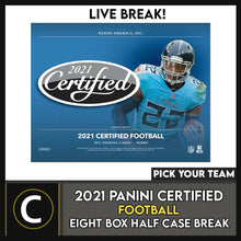 Load image into Gallery viewer, 2021 PANINI CERTIFIED FOOTBALL 8 BOX (HALF CASE) BREAK #F822 - PICK YOUR TEAM