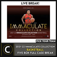 Load image into Gallery viewer, 2021-22 IMMACULATE COLLECTION BASKETBALL 5 BOX CASE BREAK #B881 - PICK YOUR TEAM