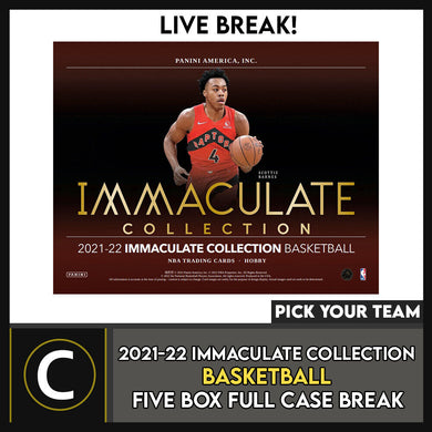 2021-22 IMMACULATE COLLECTION BASKETBALL 5 BOX CASE BREAK #B881 - PICK YOUR TEAM
