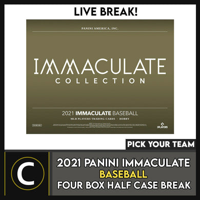 2021 PANINI IMMACULATE BASEBALL 4 BOX (HALF CASE) BREAK #A1172 - PICK YOUR TEAM