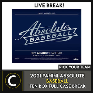2021 PANINI ABSOLUTE BASEBALL 10 BOX (FULL CASE) BREAK #A1148 - PICK YOUR TEAM