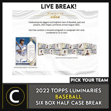Load image into Gallery viewer, 2022 TOPPS LUMINARIES BASEBALL 6 BOX (HALF CASE) BREAK #A1541 - PICK YOUR TEAM