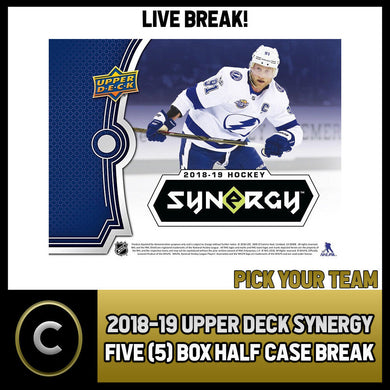 2018-19 UPPER DECK SYNERGY 5 BOX (HALF CASE) BREAK #H1539 - PICK YOUR TEAM -