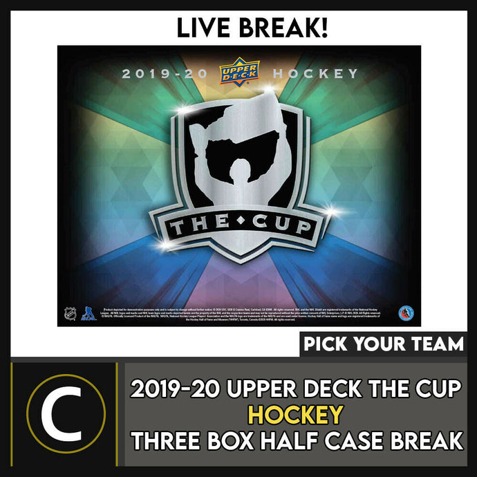 2019-20 UPPER DECK THE CUP HOCKEY 3 BOX (HALF CASE) BREAK #H1103 -PICK YOUR TEAM
