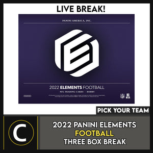 2022 PANINI ELEMENTS FOOTBALL 3 BOX BREAK #F1086 - PICK YOUR TEAM