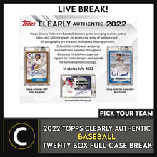 Load image into Gallery viewer, 2022 TOPPS CLEARLY AUTHENTIC BASEBALL 20 BOX CASE BREAK #A1499 - PICK YOUR TEAM
