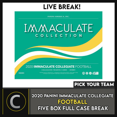 2020 PANINI IMMACULATE COLLEGIATE 5 BOX (FULL CASE) BREAK #F530 - PICK YOUR TEAM