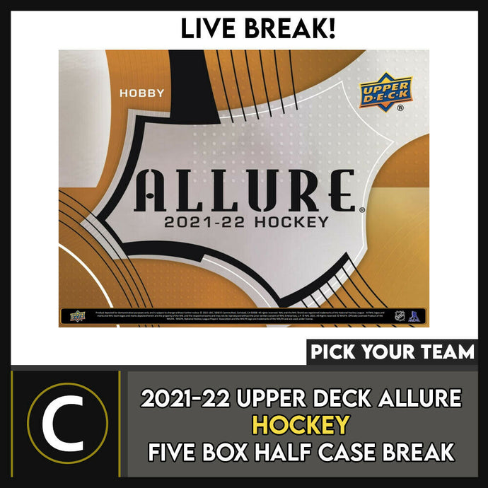 2021-22 UPPER DECK ALLURE HOCKEY 5 BOX (HALF CASE) BREAK #H1364 - PICK YOUR TEAM