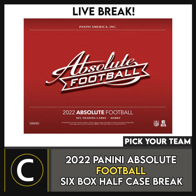 2022 PANINI ABSOLUTE FOOTBALL 6 BOX (HALF CASE) BREAK #F1045 - PICK YOUR TEAM