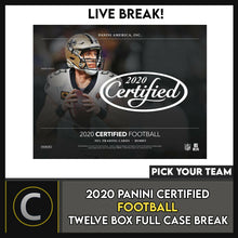 Load image into Gallery viewer, 2020 PANINI CERTIFIED FOOTBALL 12 BOX (FULL CASE) BREAK #F518 - PICK YOUR TEAM