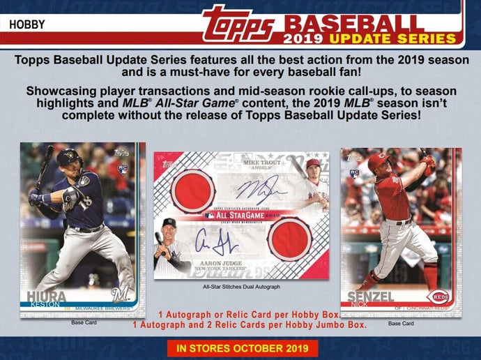 2019 Topps Update Series Jumbo Baseball Sealed Hobby Box - Free Shipping