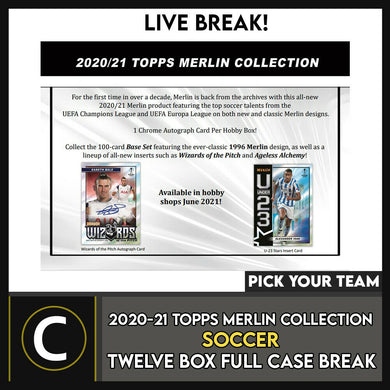 2020/21 TOPPS MERLIN CHROME SOCCER 12 BOX FULL CASE BREAK #S192 - PICK YOUR TEAM